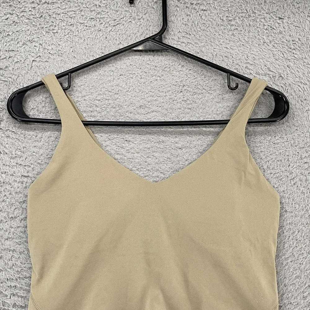 Lululemon Align Crop Tank Top Womens 6 Beige V Neck Built In‎ Bra Yoga Gym